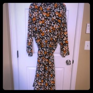 Tie waist button down shirt dress